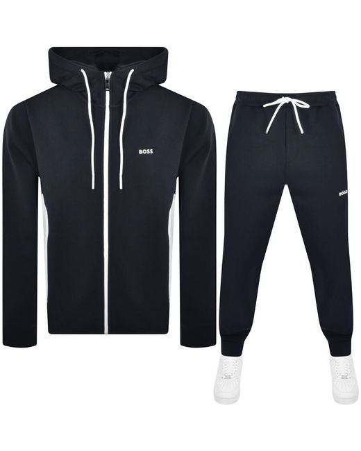 Boss Blue Boss Hooded Full Zip Tracksuit Set for men