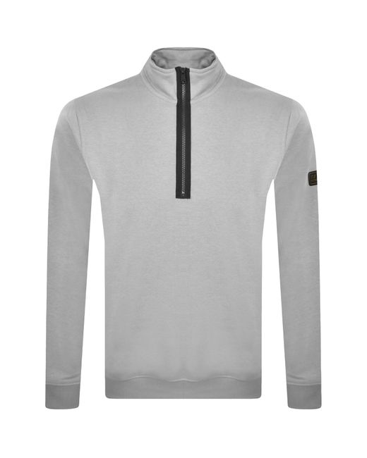Barbour Gray Half Zip Sweatshirt for men
