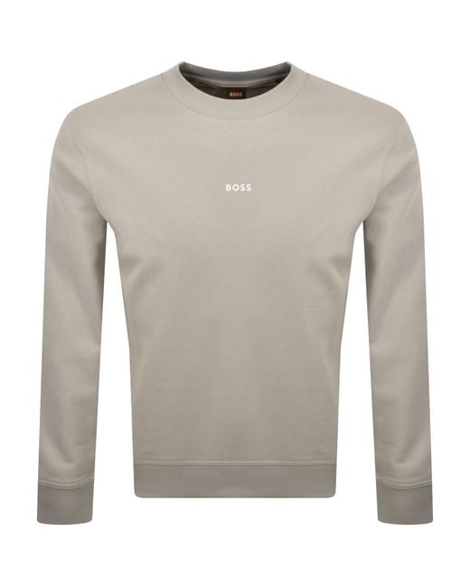 Boss Gray Boss We Small Crew Neck Sweatshirt for men