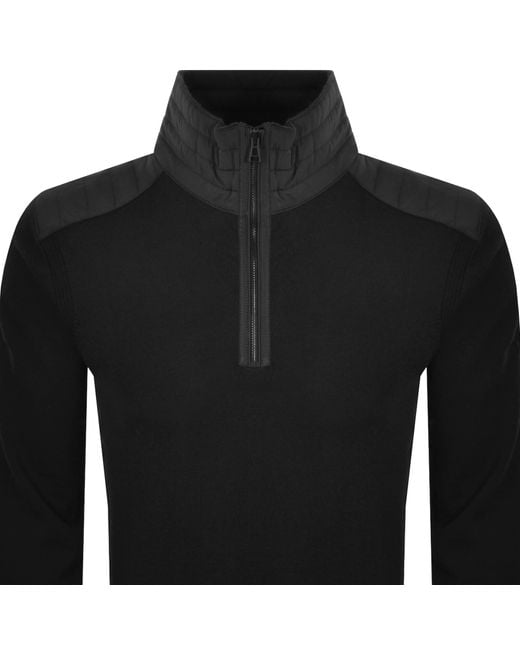 Belstaff Black Kilmington Quarter Zip Jumper for men