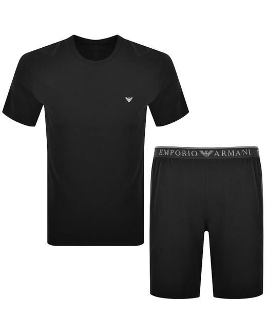Armani Black Emporio Short Pyjama Loungewear Set for men