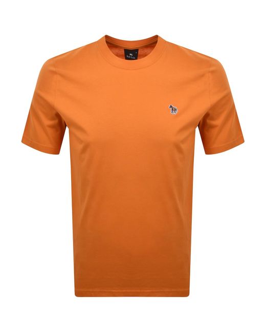 Paul Smith Orange Short Sleeve Zebra T Shirt for men