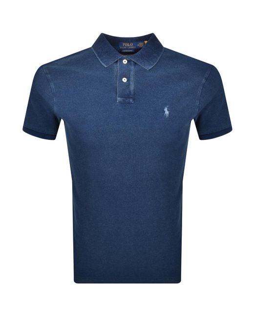 Ralph Lauren Blue Short Sleeved Knit Polo T Shirt for men