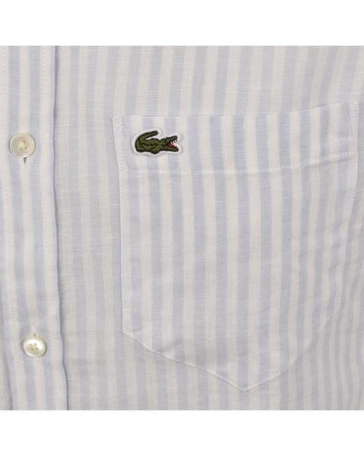 Lacoste Gray Linen Striped Shirt for men