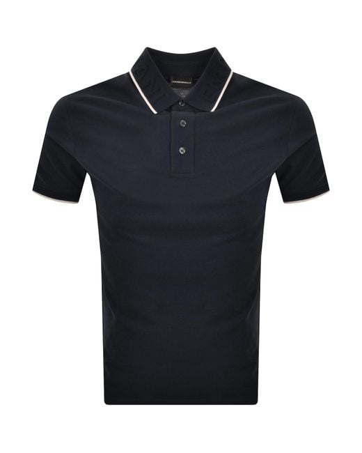 Armani Black Emporio Logo Collar Polo for men
