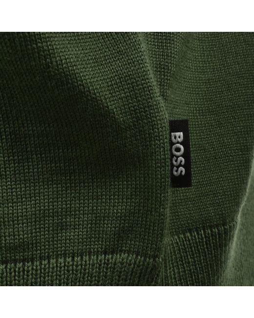 BOSS BUSINESS Green Boss Ebenji Quarter Zip Wool Jumper for men