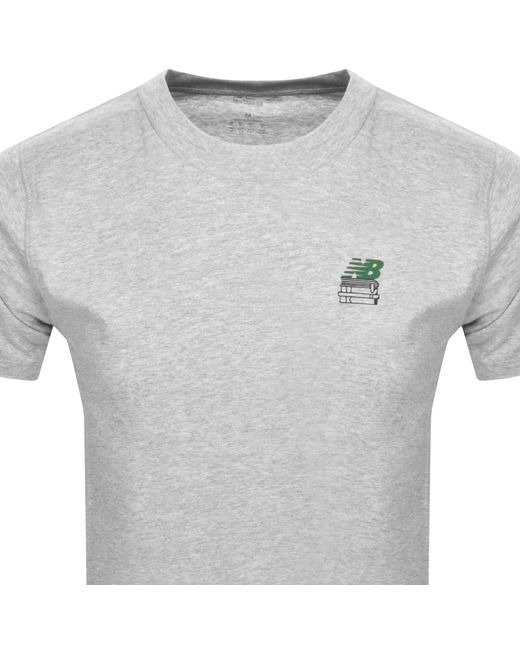 New Balance Gray Bookshelf Logo T Shirt for men