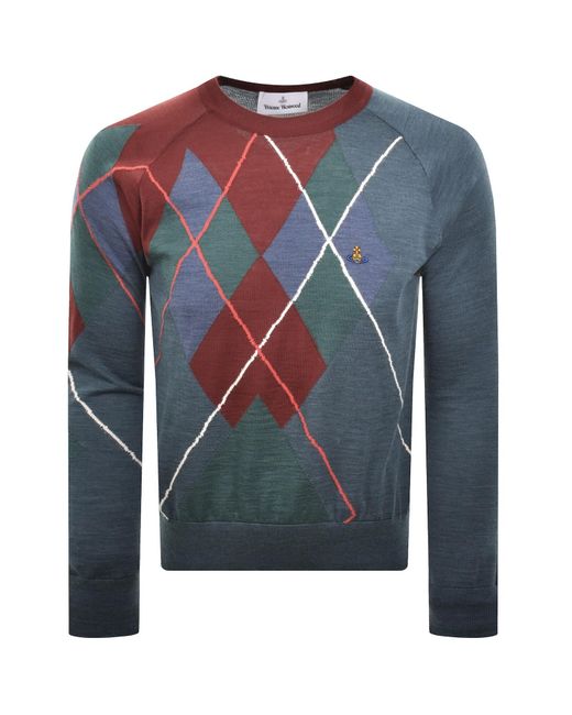 Vivienne Westwood Blue Argyle Jumper for men