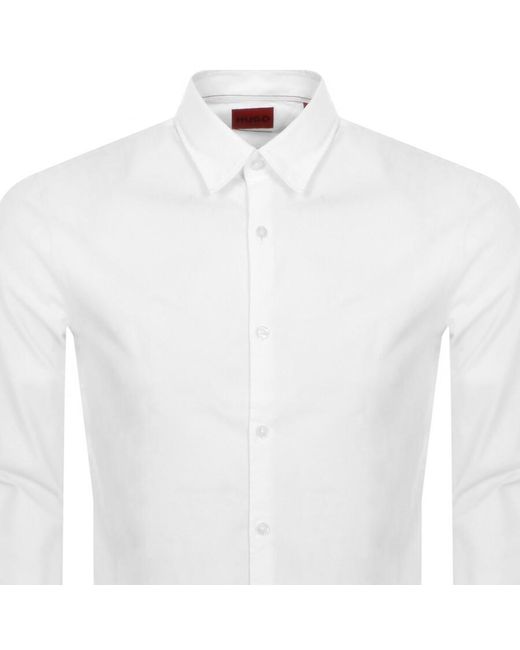 HUGO White Long Sleeved Ermo Shirt for men