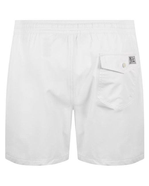 Ralph Lauren White Slim Traveller Swim Shorts for men