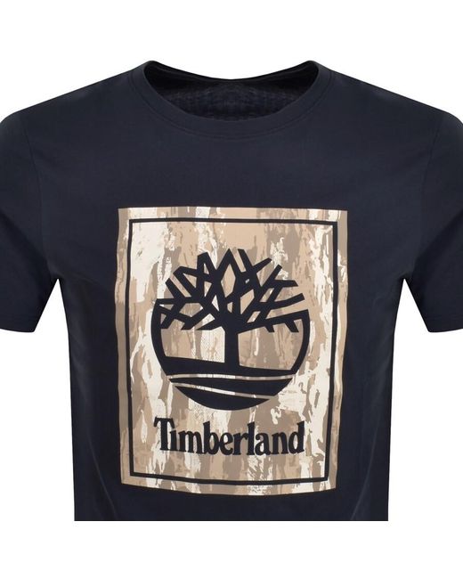 Timberland Blue Stack Camo Logo T Shirt for men