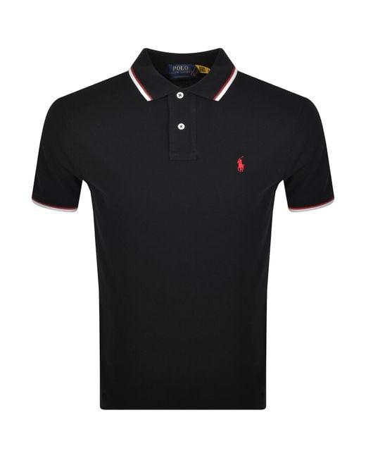 Ralph Lauren Black Twin Tipped Polo T Shirt for men