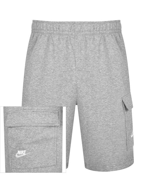 Nike Gray Club Logo Cargo Shorts for men