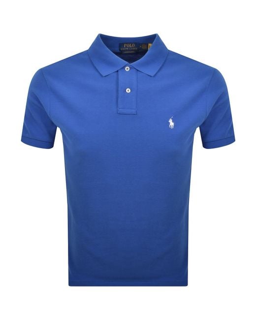 Ralph Lauren Blue Custom Slim Polo T Shirt for men