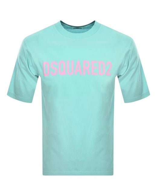 DSquared² Blue Loose Fit T Shirt Light for men