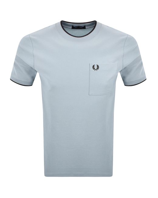 Fred Perry Blue Pocket Detail Pique T Shirt for men