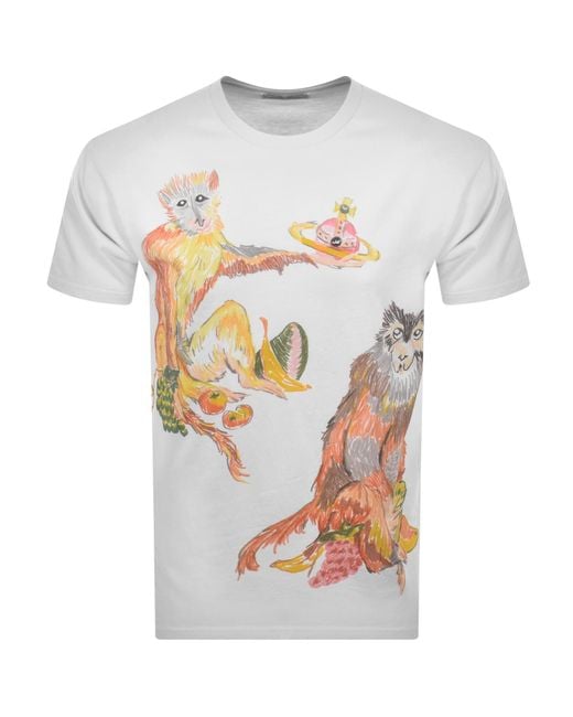 Vivienne Westwood White Monkeys T Shirt for men