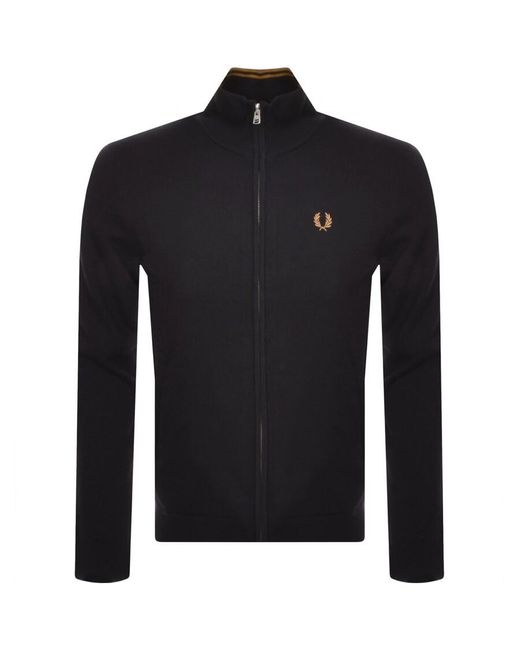 Fred Perry Black Classic Knit Full Zip Cardigan for men