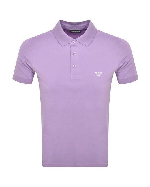 Armani Purple Emporio Beachwear Polo T Shirt for men