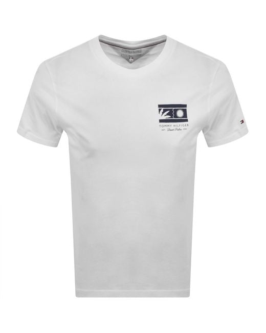 Tommy Hilfiger White Mono Sun Graphic T Shirt for men