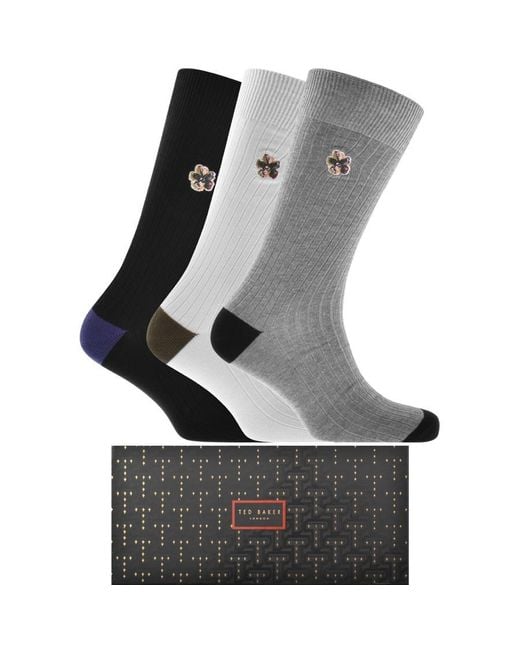 Ted Baker Cotton 3 Pack Socks in Black for Men Lyst