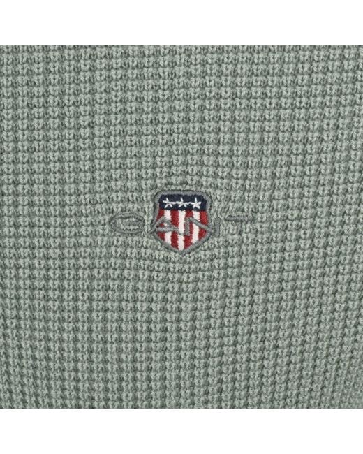 Gant Green Micro Textured Crew Neck Jumper for men