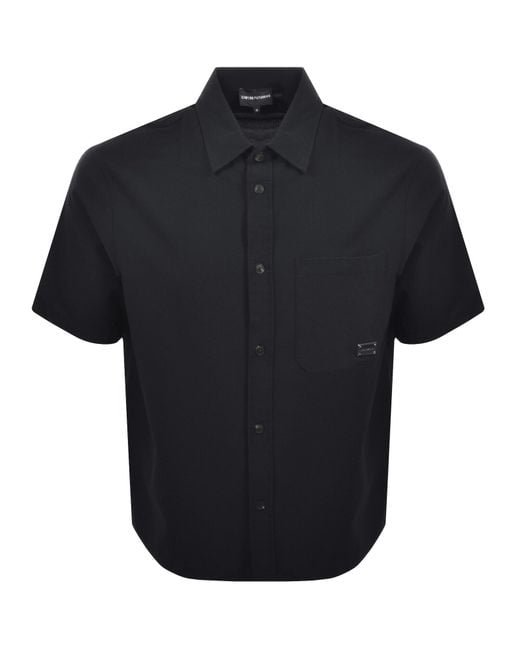 Armani Black Emporio Short Sleeved Shirt for men