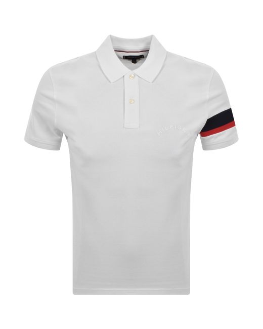 Tommy Hilfiger White Sleeve Tape Polo T Shirt for men
