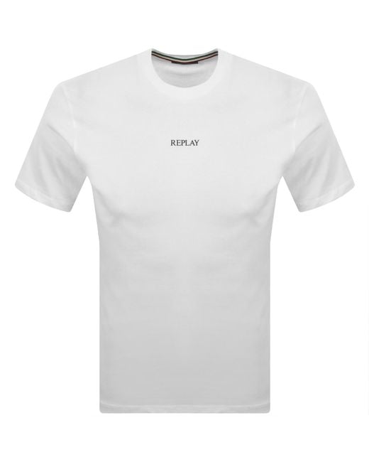 Replay White Logo T Shirt for men