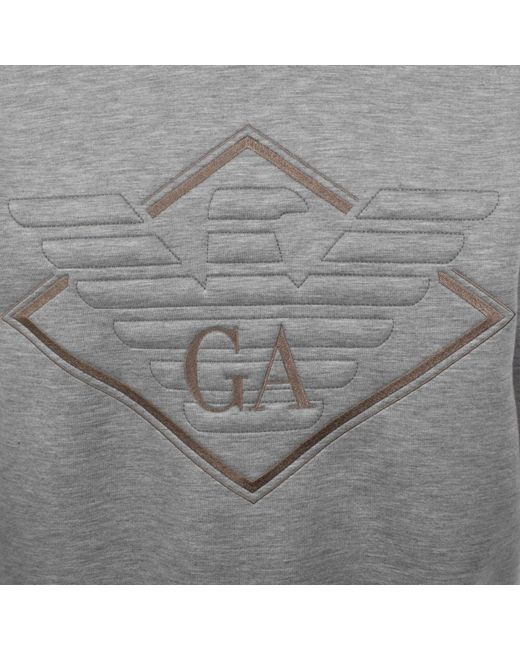 Armani Gray Emporio Eagle Logo Hoodie for men