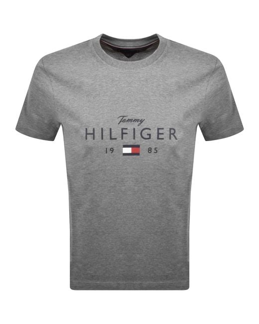 Tommy Hilfiger Gray Logo Brand Love T Shirt for men