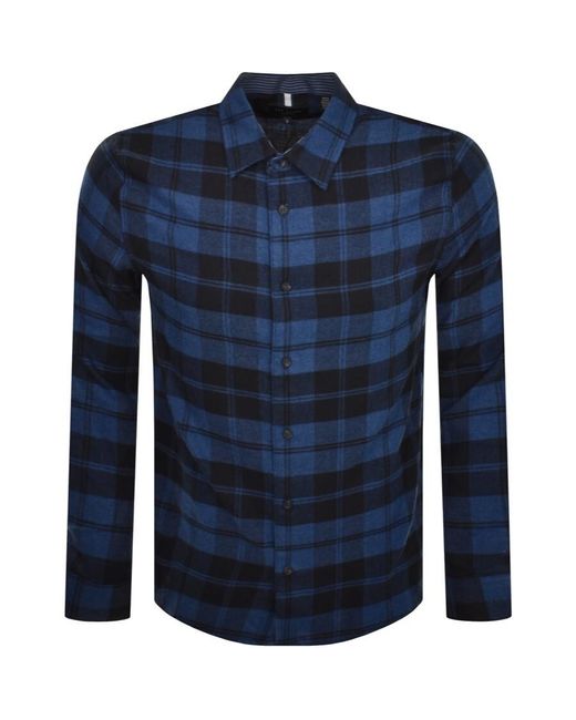 Ted Baker Blue Abacus Check Long Sleeve Shirt for men