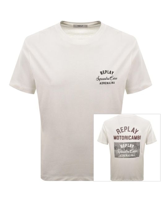 Replay White Graphic T Shirt for men