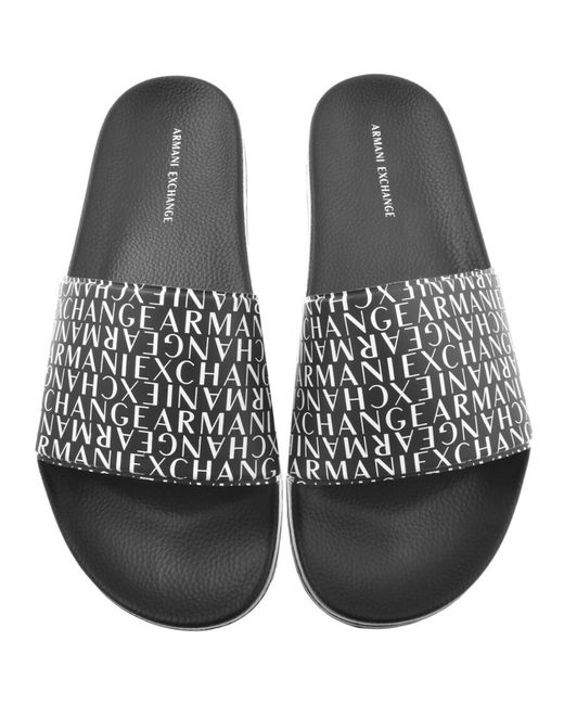 Giorgio Armani Logo Sliders in Black for Men Lyst
