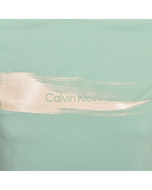 Calvin Klein Green Brush Logo T Shirt for men
