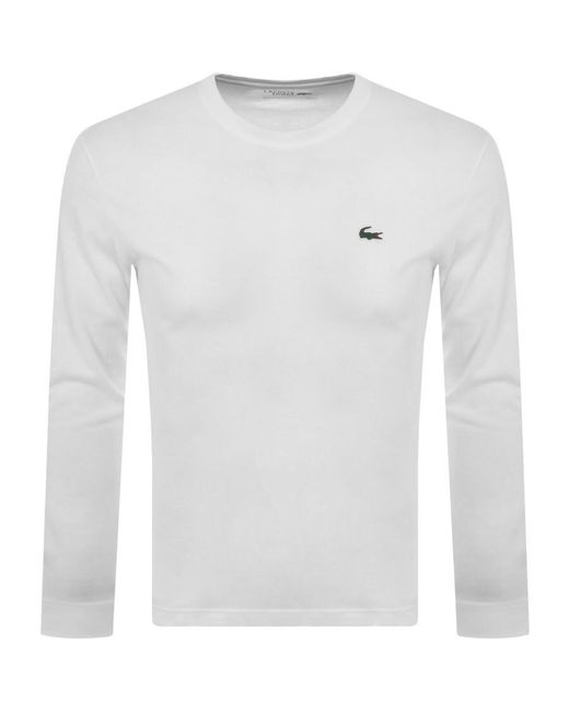 Lacoste Cotton Sport Long Sleeved T Shirt in White for Men - Lyst