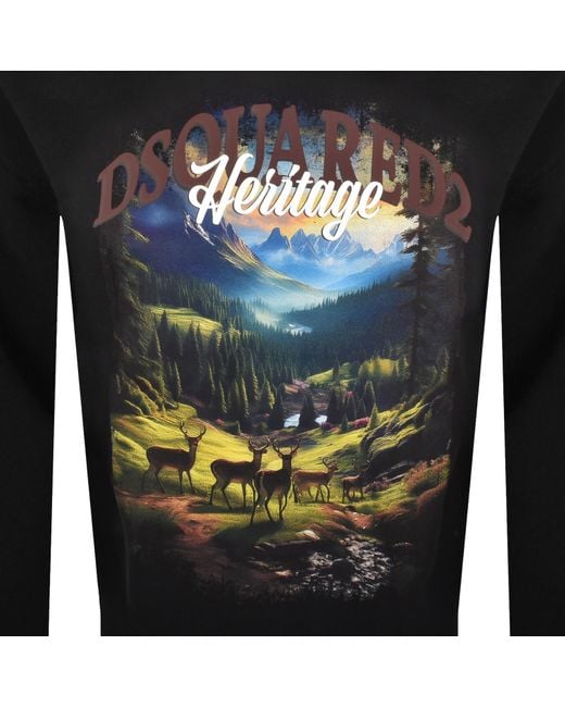 DSquared² Black Relax Fit Graphic Hoodie for men