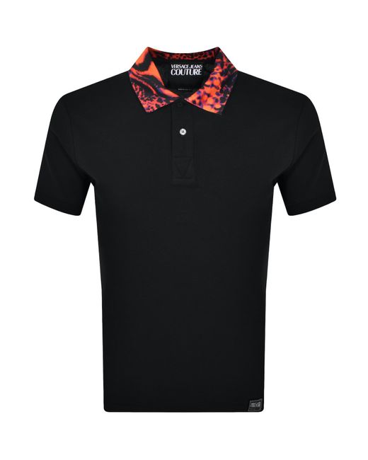Versace Jeans Black Couture Animal Collar Polo for men
