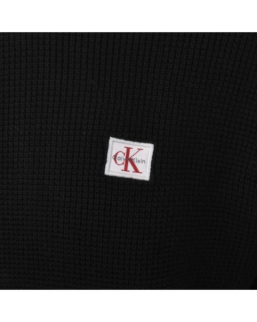 Calvin Klein Black Jeans Quarter Zip Waffle Jumper for men