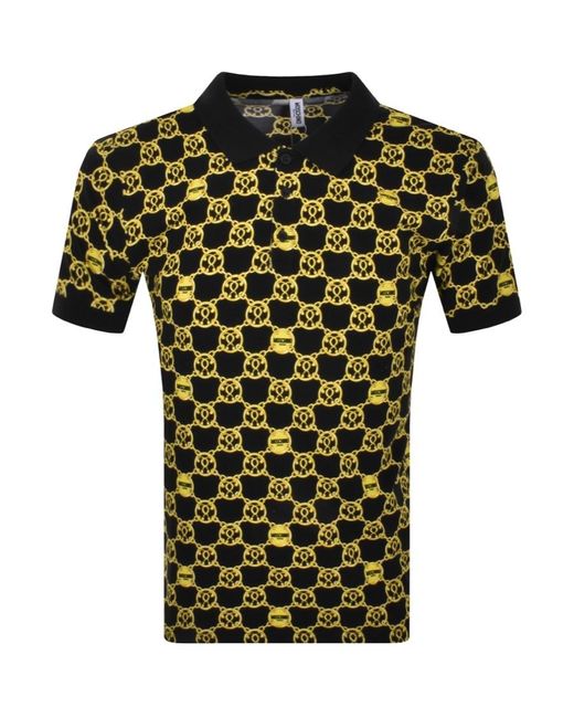 Moschino Chain Link Print Polo T Shirt in Black for Men | Lyst