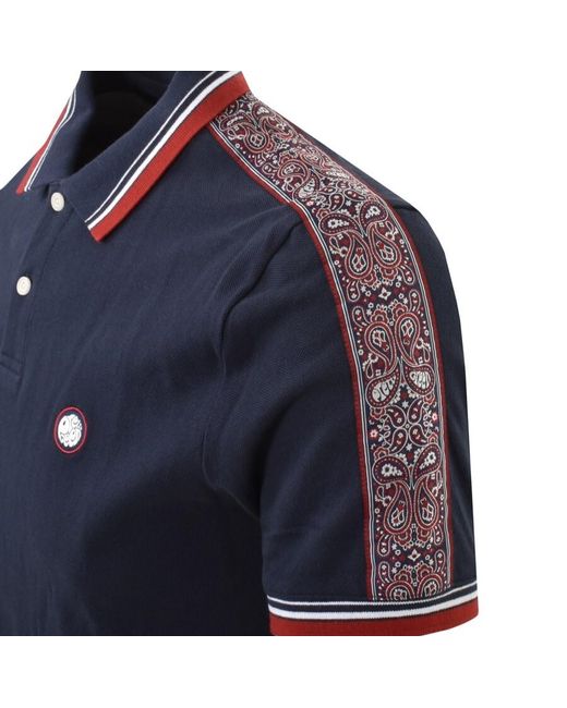 Pretty Green Blue Eclipse Tape Polo T Shirt for men