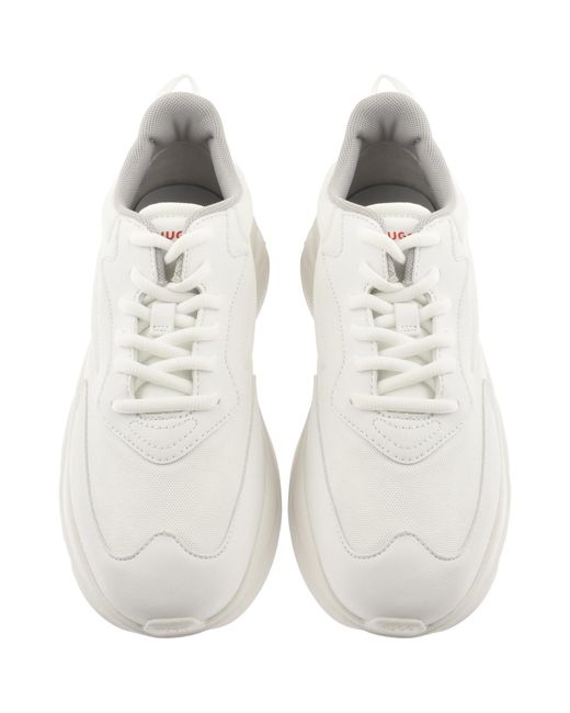 HUGO White Leon Runner Trainers for men