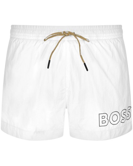 BOSS BUSINESS White Boss Mooneye Swim Shorts for men