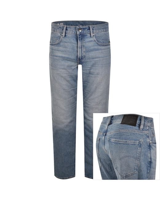 G-Star Blue G-Star Mosa Straight Fit Light Wash Jeans for men