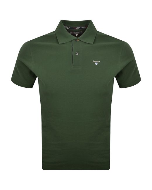 Barbour Green Tartan Pique Polo T Shirt for men