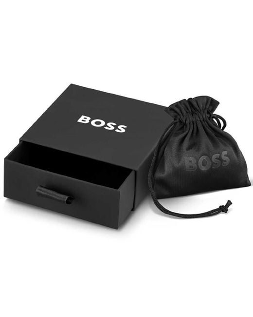 BOSS BUSINESS Black Boss Ares Braided Leather Bracelet for men