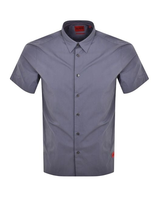 HUGO Blue Short Sleeved Ebor Shirt for men
