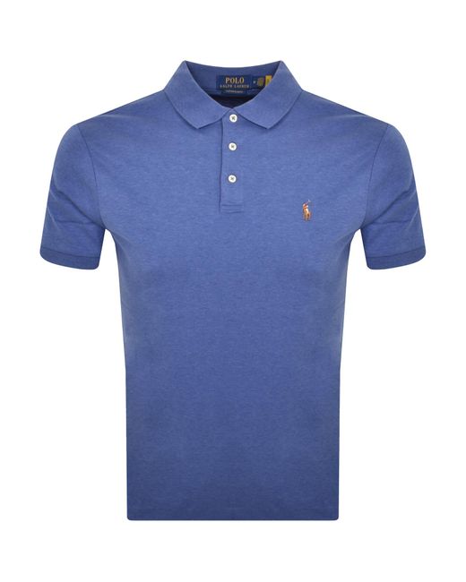 Ralph Lauren Blue Custom Slim Fit Polo T Shirt for men