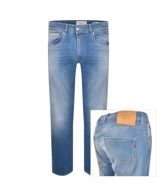 Replay Blue Grover Straight Jeans Light Wash for men