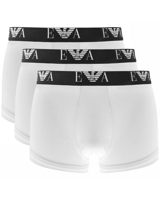 Armani White Emporio Underwear 3 Pack Boxer Trunks for men